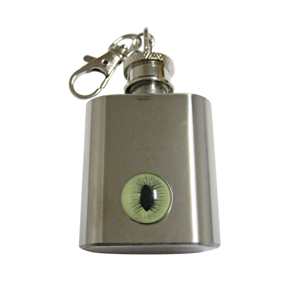 Green Cat Eye Design 1oz Keychain Flask